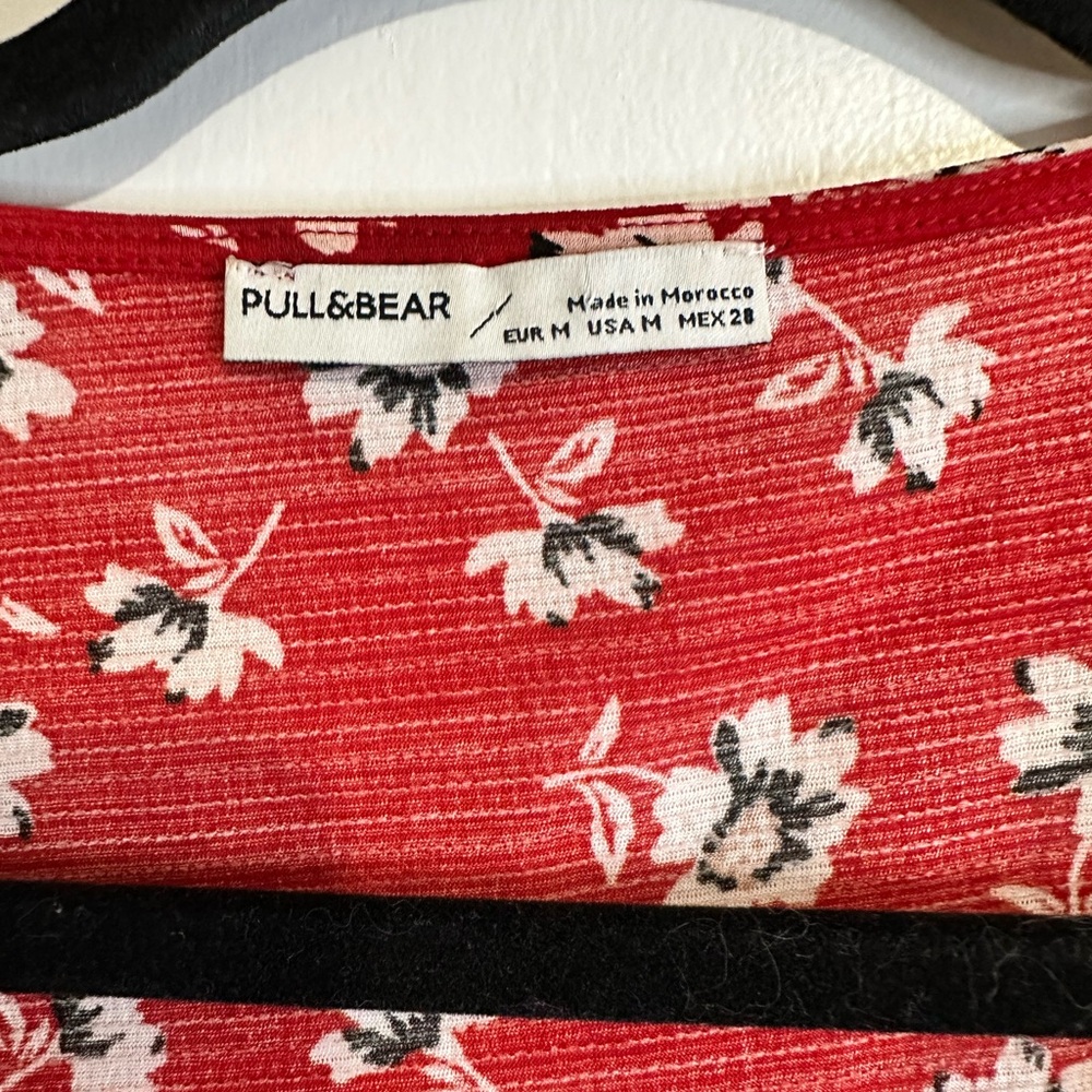 Pull&Bear Red Floral Blouse